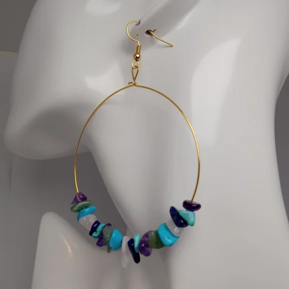 Multicolor stone chip earrings - Picture 2 of 5